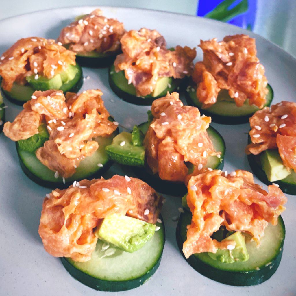 Spicy Salmon Cucumber Bites – No Cooking, Low Carb